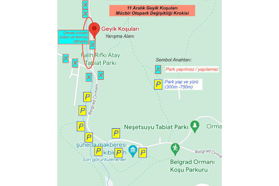 11 Aralık 2022 için otopark uyarısı- orman bakım mamül depolanması